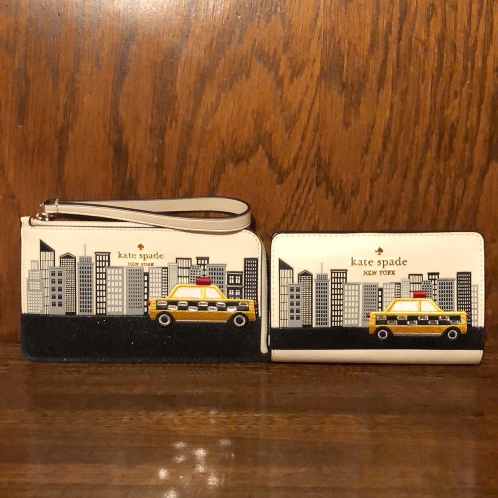 NWT/NWOT-Kate Spade-SET-NYC Big Apple-Medium Wallet & Small L-Zip Wristlet-$358